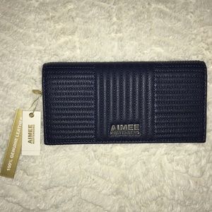 Aimee Kestenberg Leather Moto Bifold Wallet Navy